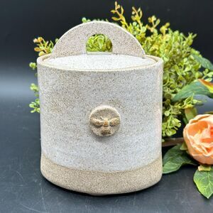 Vintage Pottery Bee Canister Lidded Jar Artisan Made signed
